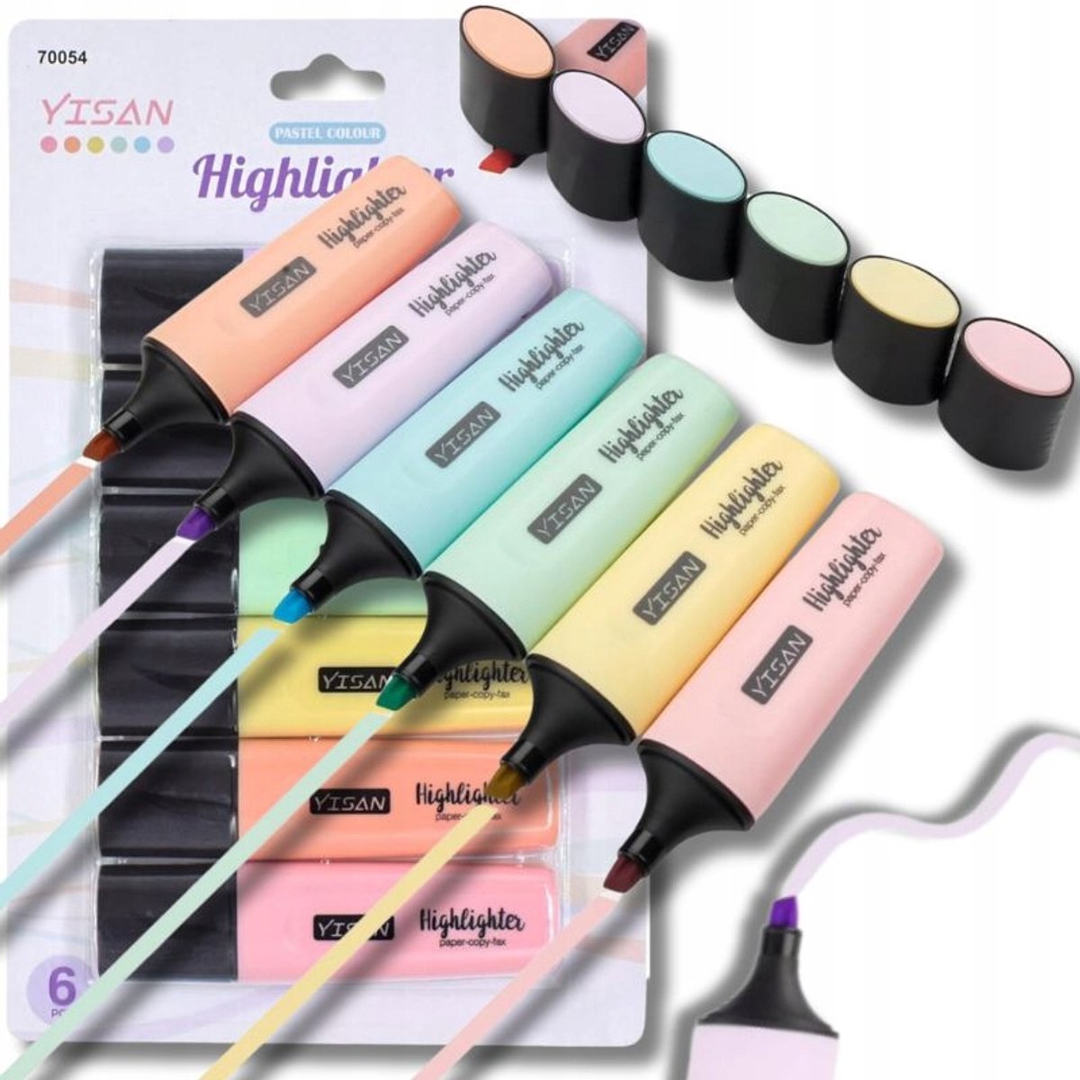 Set van 6 Pastel Kleur Markers, Ideaal voor Kantoor en School