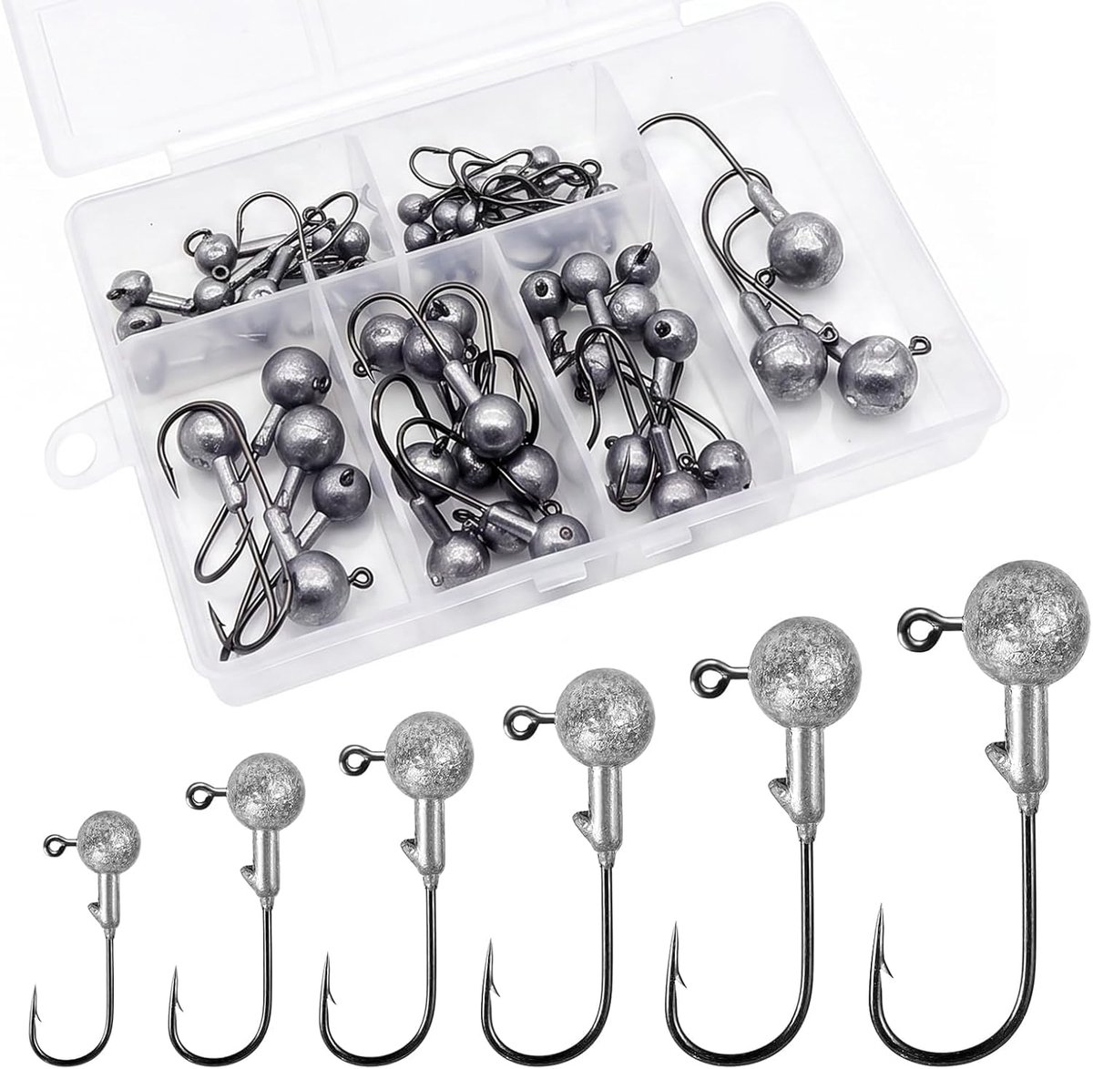 50 stuks loodhaken, jigkoppen, ronde loodhaken, visaccessoires voor zoet en zout water, snoek, snoekbaars - ShopVlot