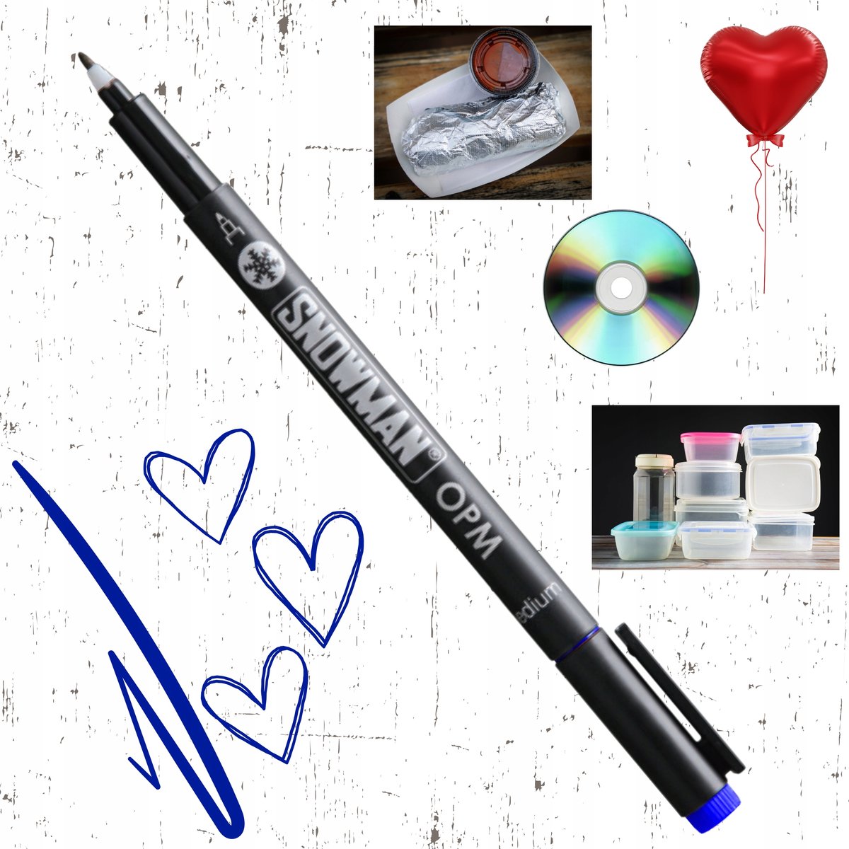 Sneeuwpop permanente marker CD/DVD blauw 1 mm waterdicht