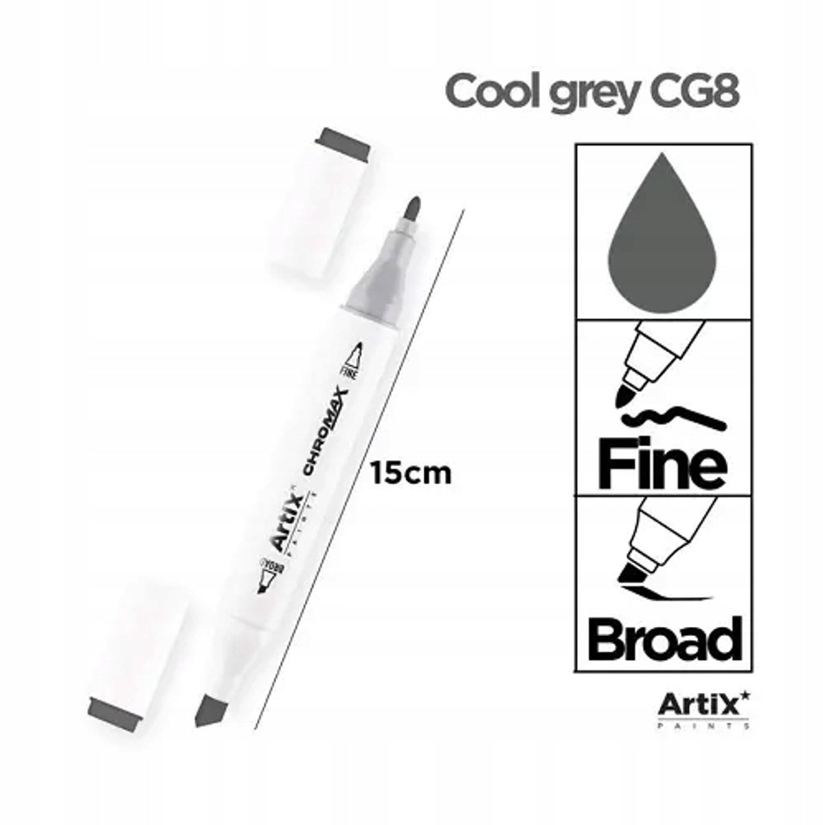 Merkloos Dubbelzijdige Marker, Cool Grey CG8, Alcoholinkt