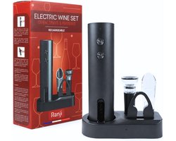 Ranji - Elektrische Kurkentrekker Set Oplaadbaar USB C, Wijnopener met Foliesnijder, Wijnschenker, Vacuümstop en - ShopVlot