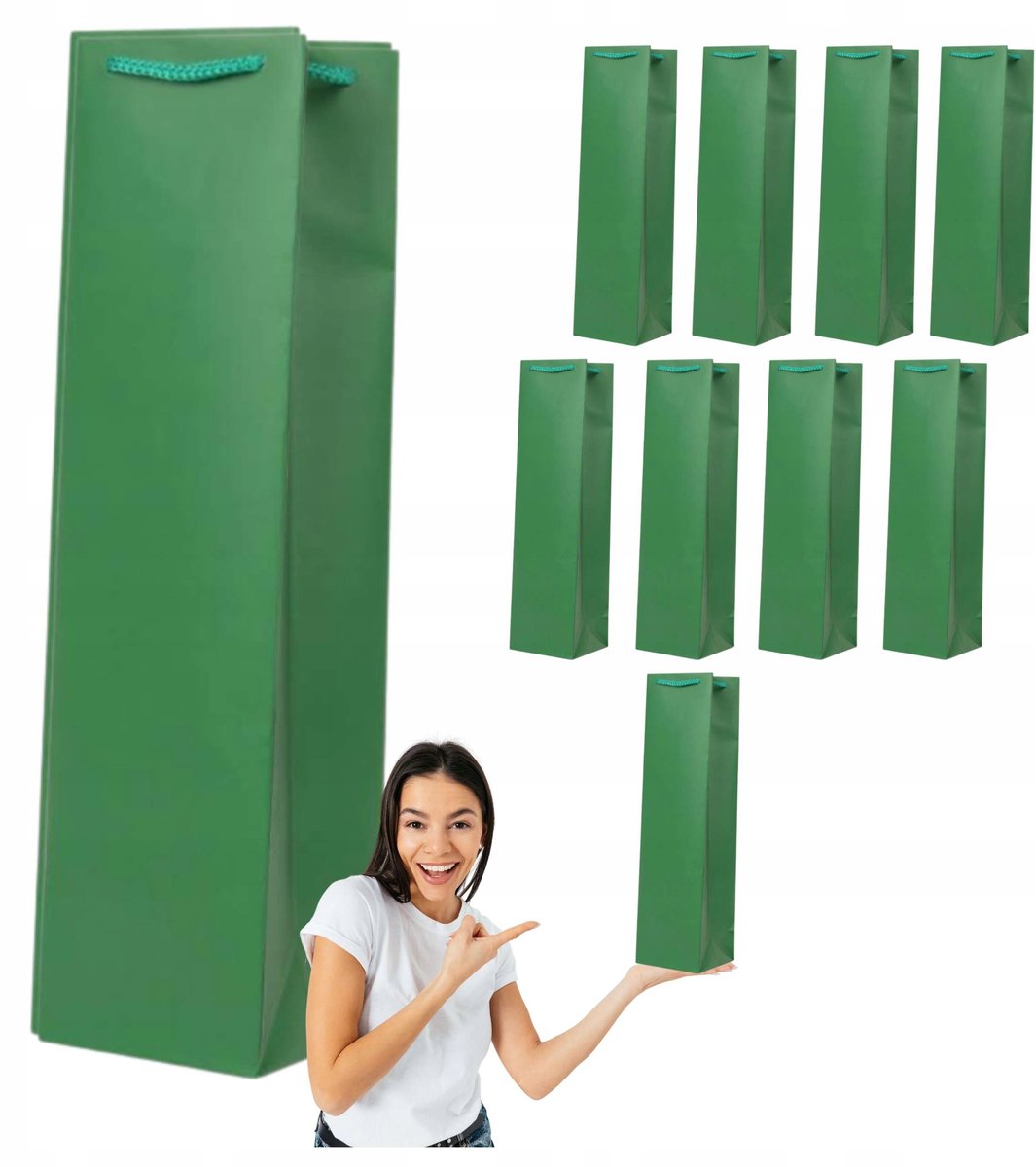 Luxe Mat Groene Lamineertassen voor Flessen - 10 Stuks