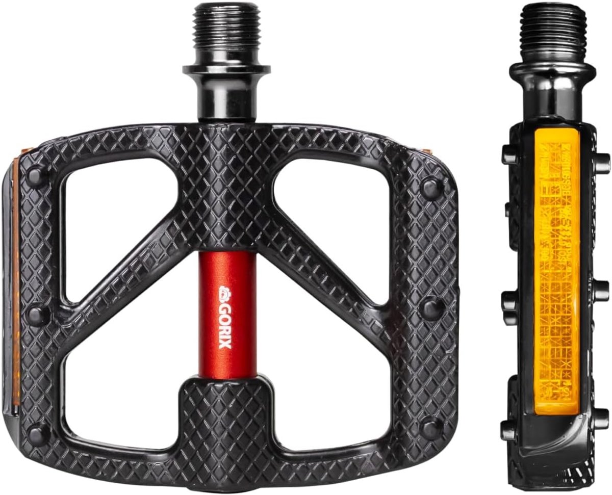 GORIX Bicycle Flat Pedals Wide Lightweight with Reflector Road Mountain MTB Bicycle (GX-FY610) - ShopVlot