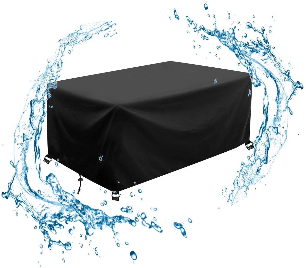 Famanu Waterdichte tuinmeubelhoes, 105 x 60 x 50 cm, zwaar belastbaar, 420D Oxford, anti-UV rotan bankhoes voor terrasmeubelen Zwart