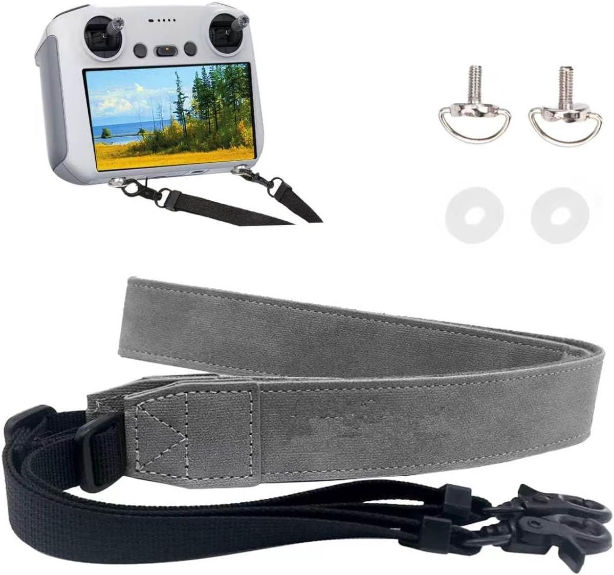 Set of 2 controllers lanyard made of grey leather + 2 screw accessories, adjustable straps with, compatible with Mini - ShopVlot