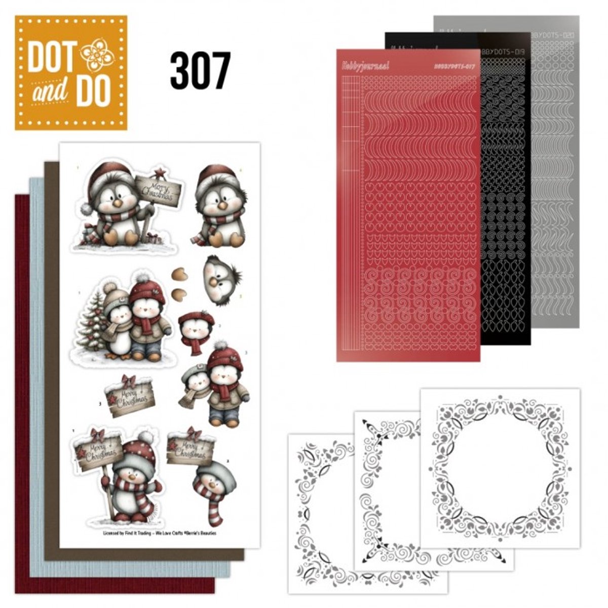 Dot and Do 307 - Whimsical Christmas - incl. 3x Hobbydots stickers - 3x kaartkarton - 3x Layered Cards - 3x 3D Afbeelding - Gratis verzonden - DODO307