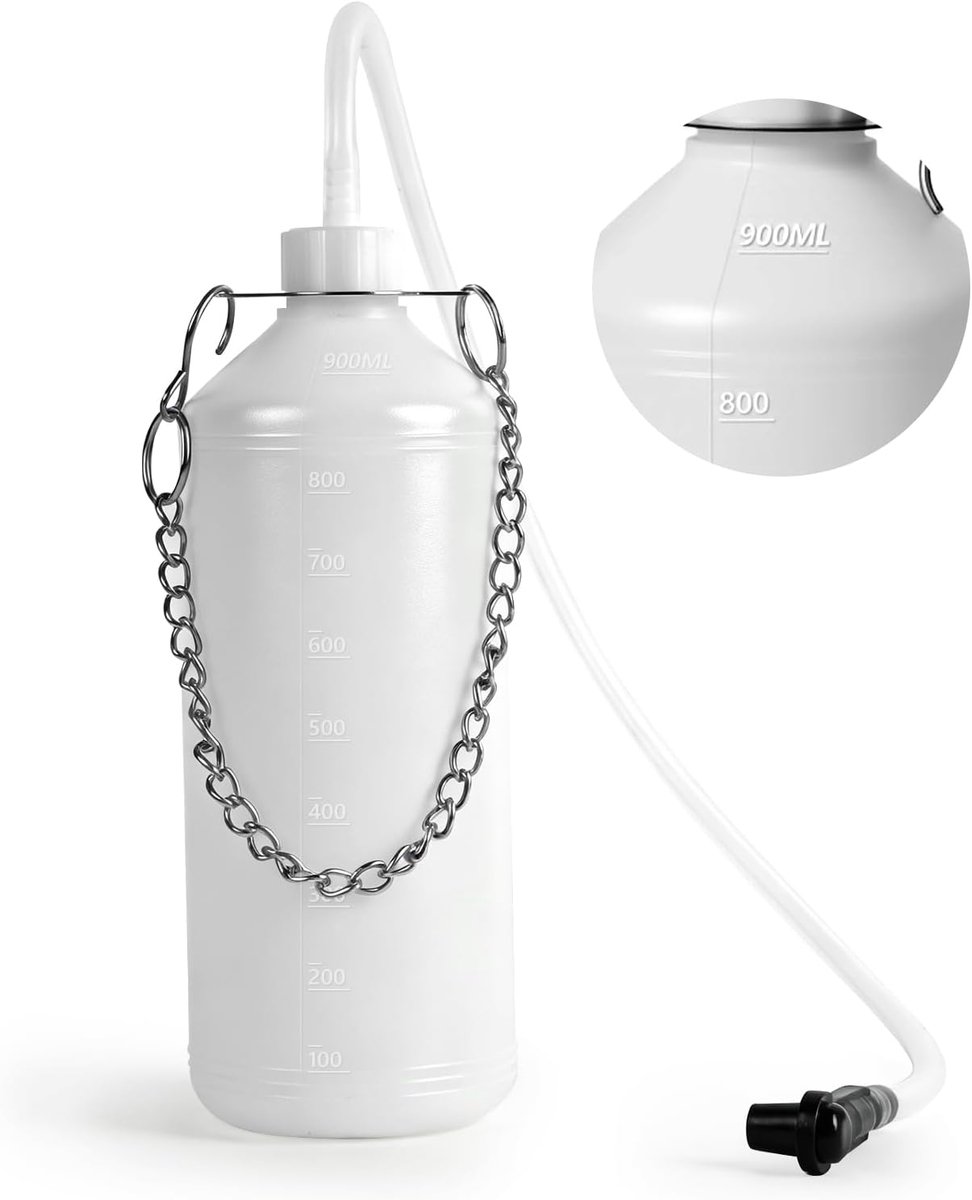 Brake fluid reservoir, 1 litre, bottle with 60 cm hose and rubber adapter, brake fluid change device for collecting - ShopVlot