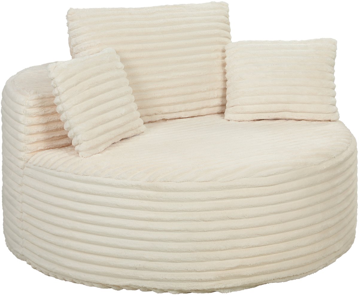 ROLIPO Frameloze Fauteuil met Diepe Zitting – Volschuim Lounge Stoel – Inclusief 4 Kussens – Crèmewit