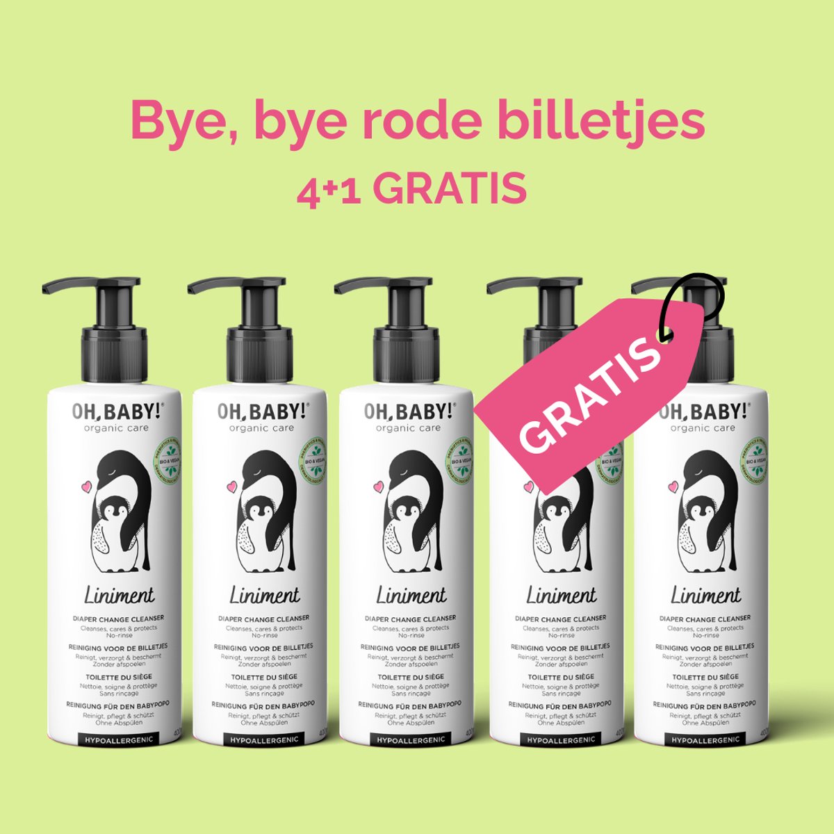 Oh, Baby! Nooit Zonder Mijn Liniment 4+1 GRATIS | 2-in-1 reinigt & beschermt de billetjes | award-winning | gebruikt in materniteit en kraamkliniek