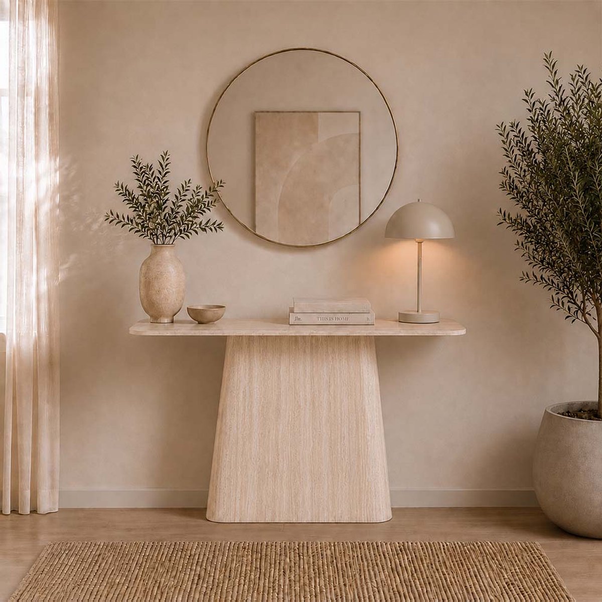 Milton & Oldbrook Wandtafel 140 cm Fermo Travertinlook Beige