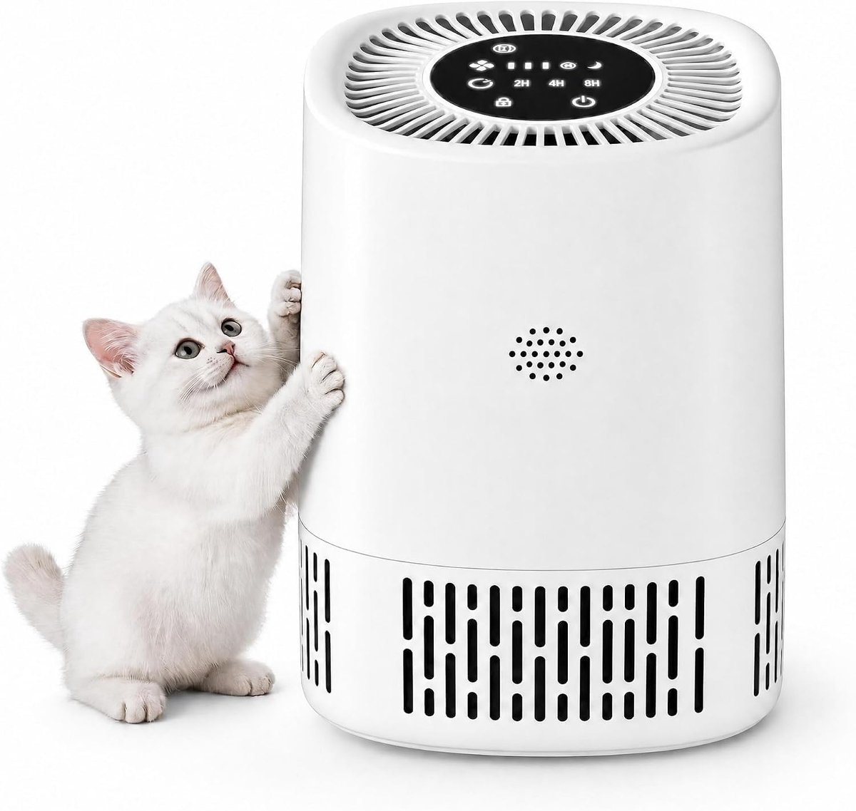 Luchtreiniger met 3-in-1 HEPA-filter, CADR 100 m³/h voor maximaal 15 ㎡, 5 standen incl. auto en slaapmodus, 24 dB stil, type-c USB, timer, kinderbeveiliging, voor mensen met allergieën en huisdieren - wit