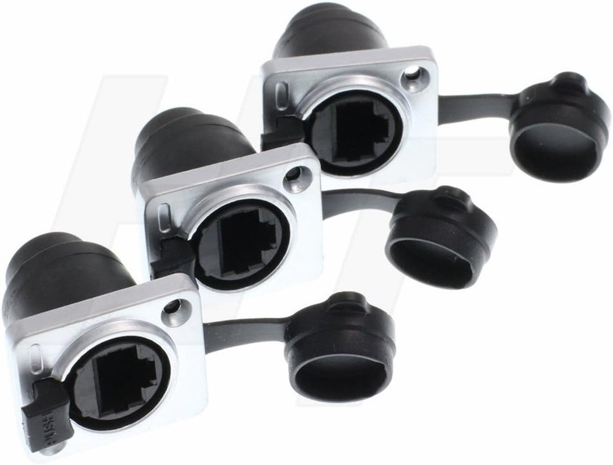 HT RJ45 Socket Ethernet Panel Mount Shielded Waterproof Female Connector Feed-through Chassis Socket, 3pcs - ShopVlot