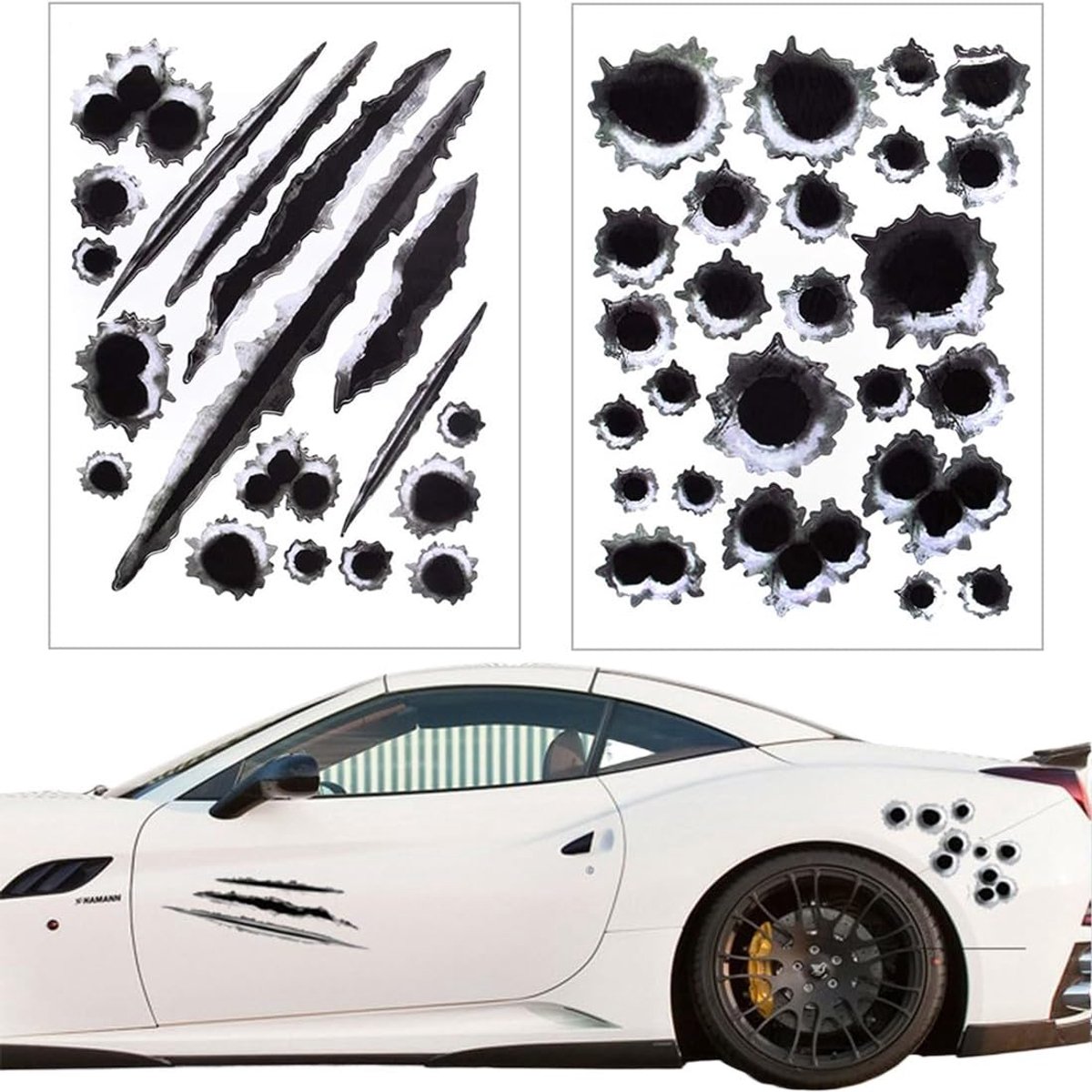 Autostickers, 2 vellen stickers voor buitenprojectorgaten, waterdicht, auto-tuning-stickers, zelfklevend, voor auto - ShopVlot