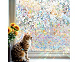 DARUITE Raamfolie, ondoorzichtig, statisch hechtend, 3D-regenboogfolie, anti-uv, lijmvrij, herbruikbare privacyfolie - ShopVlot