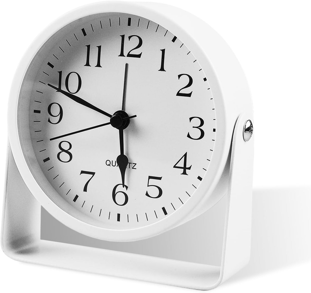 Analoge wekker zonder tikken - klassieke metalen wekker - witte kleur - ideaal voor slaapkamer - ShopVlot
