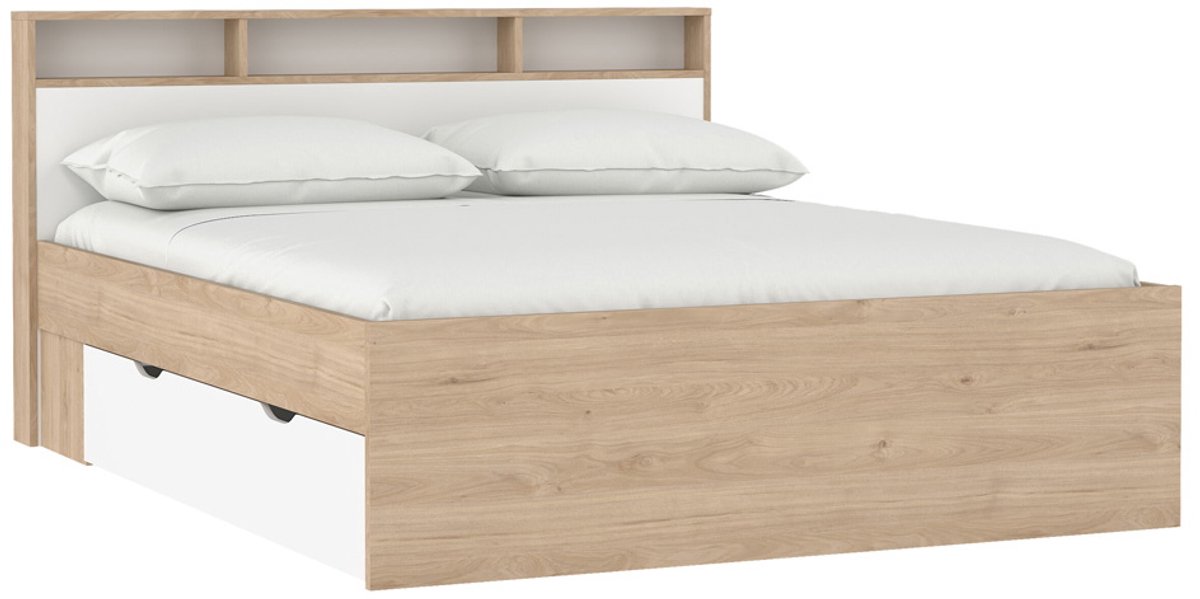 Giga Living Bed Ikast - Wit/Naturel - Incl. Opbergruimte - 160x200cm