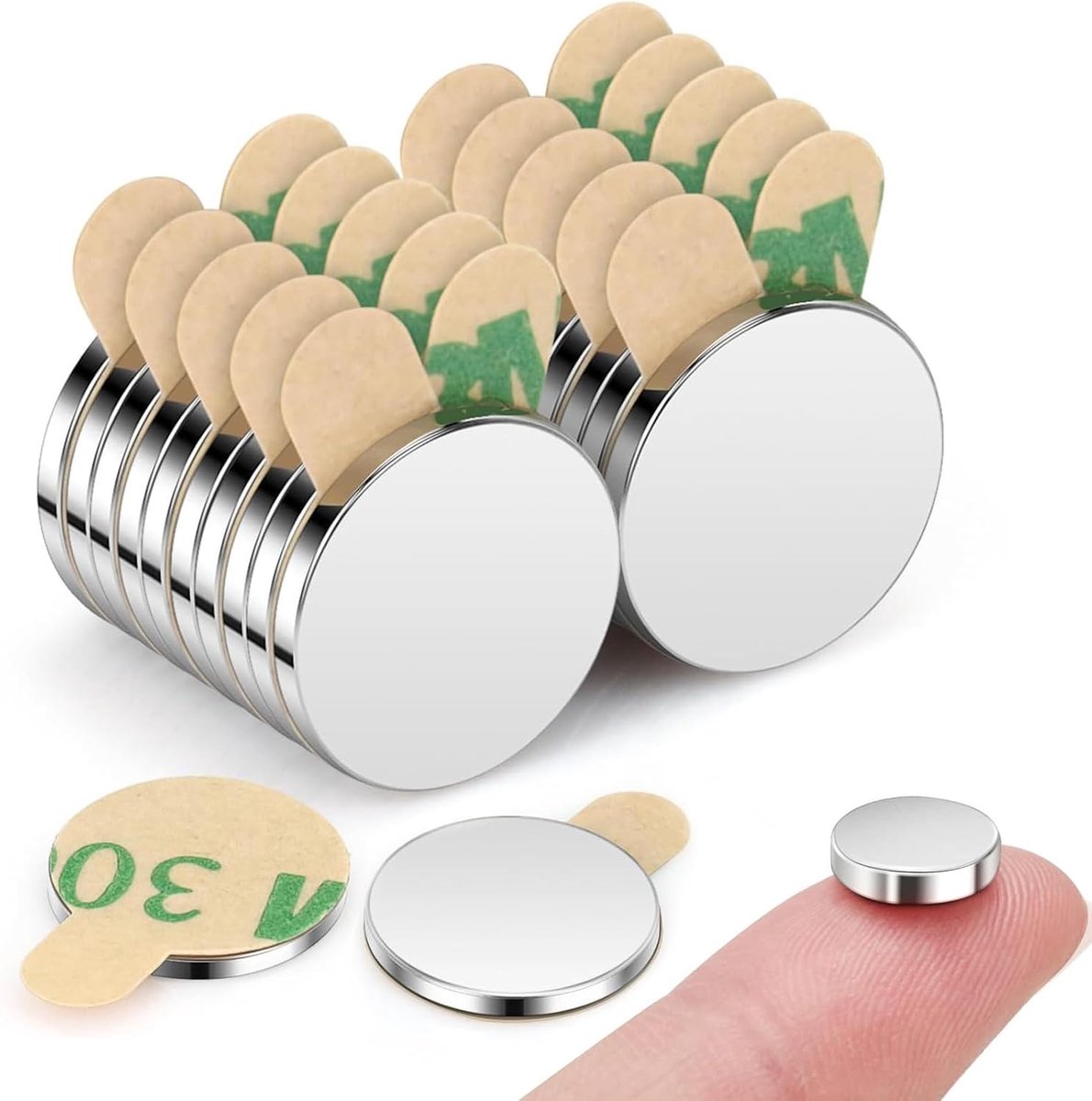 Ronde neodymium magneten 20 x 2 mm - zelfklevend - sterk voor koelkast en school - ShopVlot