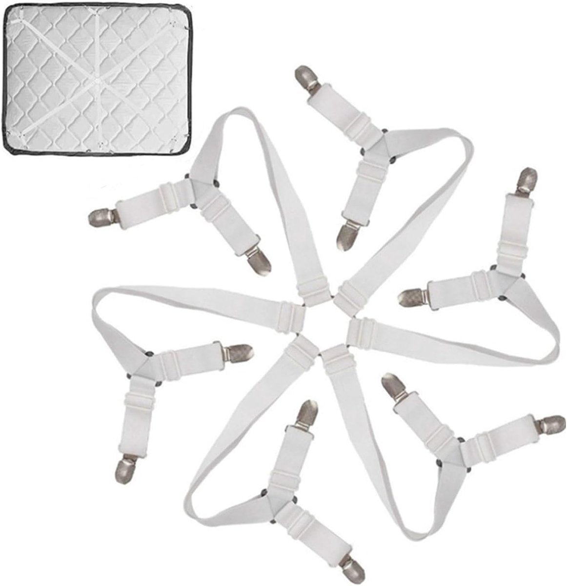 Bedlakenspanner met verstelbare clips - Universeel 60-260 cm - Antislip design - Perfect voor bed, bank en strijkplank - ShopVlot