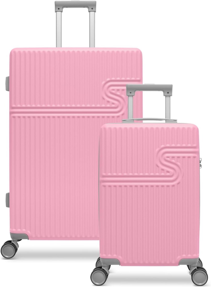 Koffer set 2 stuks - Handbagage koffer 28L - Ruime reiskoffer 86L - TSA slot - Glacier Lake, Pink Lady - ShopVlot