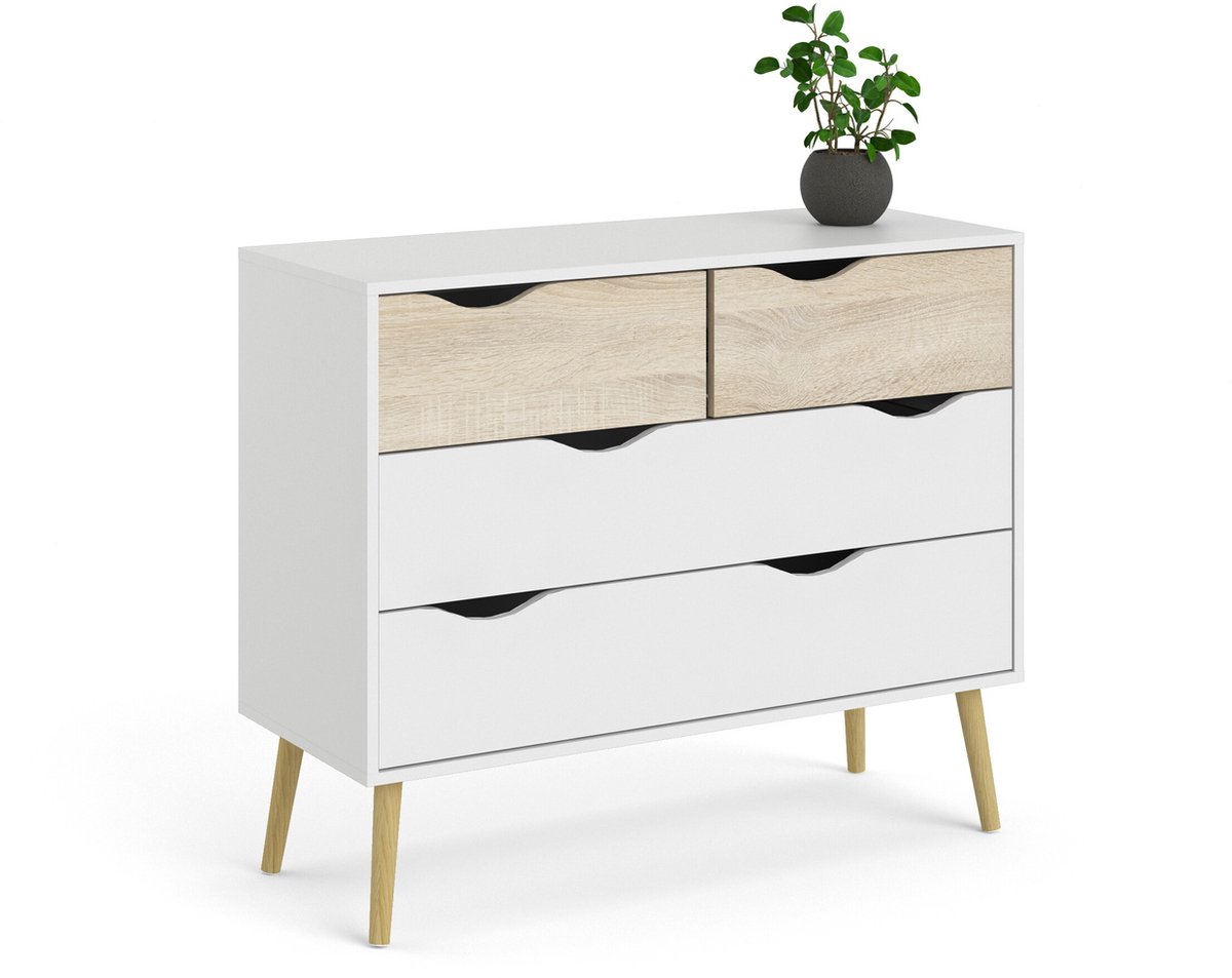 Giga Living Ladekast Oslo - Wit/Naturel - 100x80x50cm