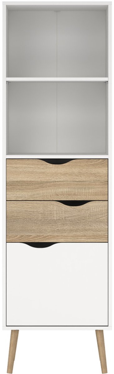 Giga Living Boekenkast Oslo - Wit/Naturel - 50x170x40cm