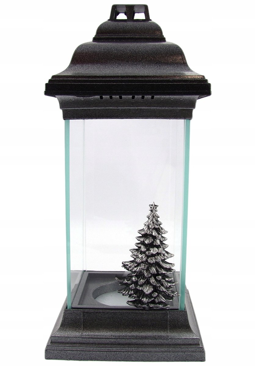 Kerstmis lantaarn met kerstboom, merkloos, 31cm hoog