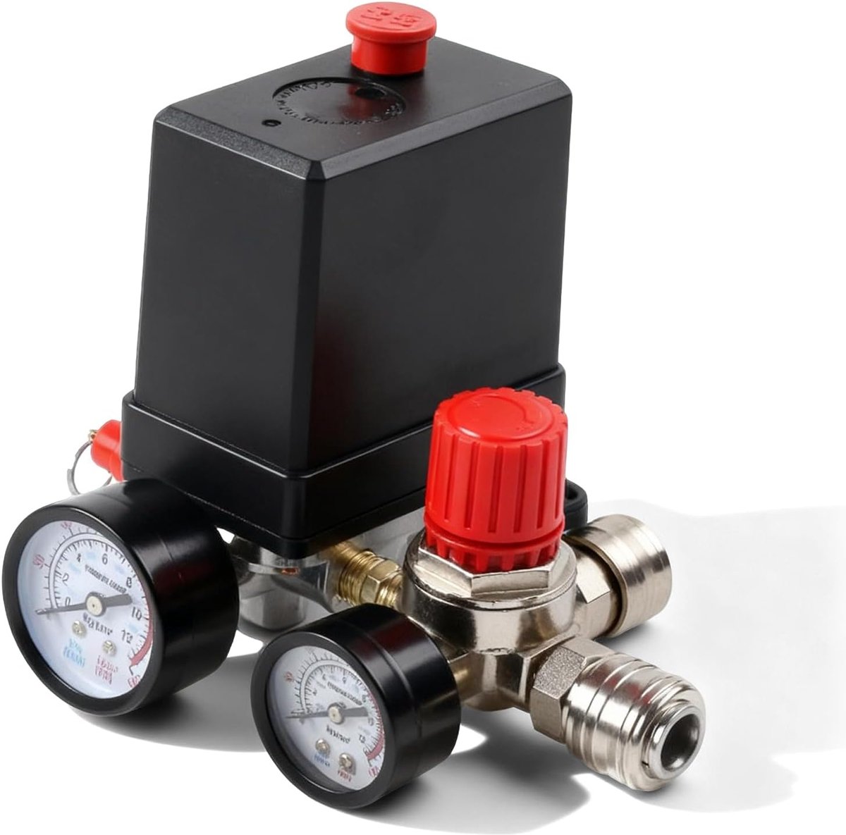 Drukregelaar 220 V - Aluminium en ijzer - Met manometers - Voor efficiënte compressorregeling - ShopVlot