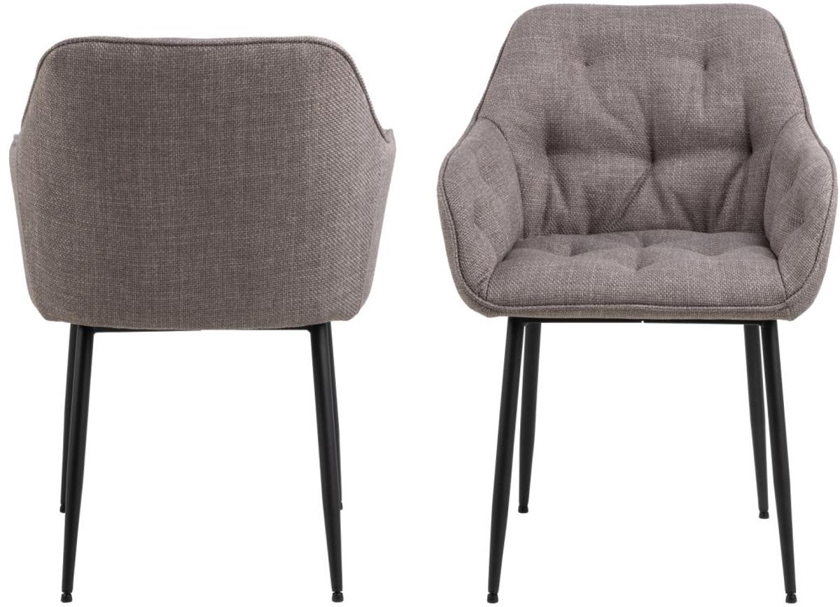 Eetkamerstoel Stof Bruin - Incl. Armleuning - 58x55x83cm - Set van 2