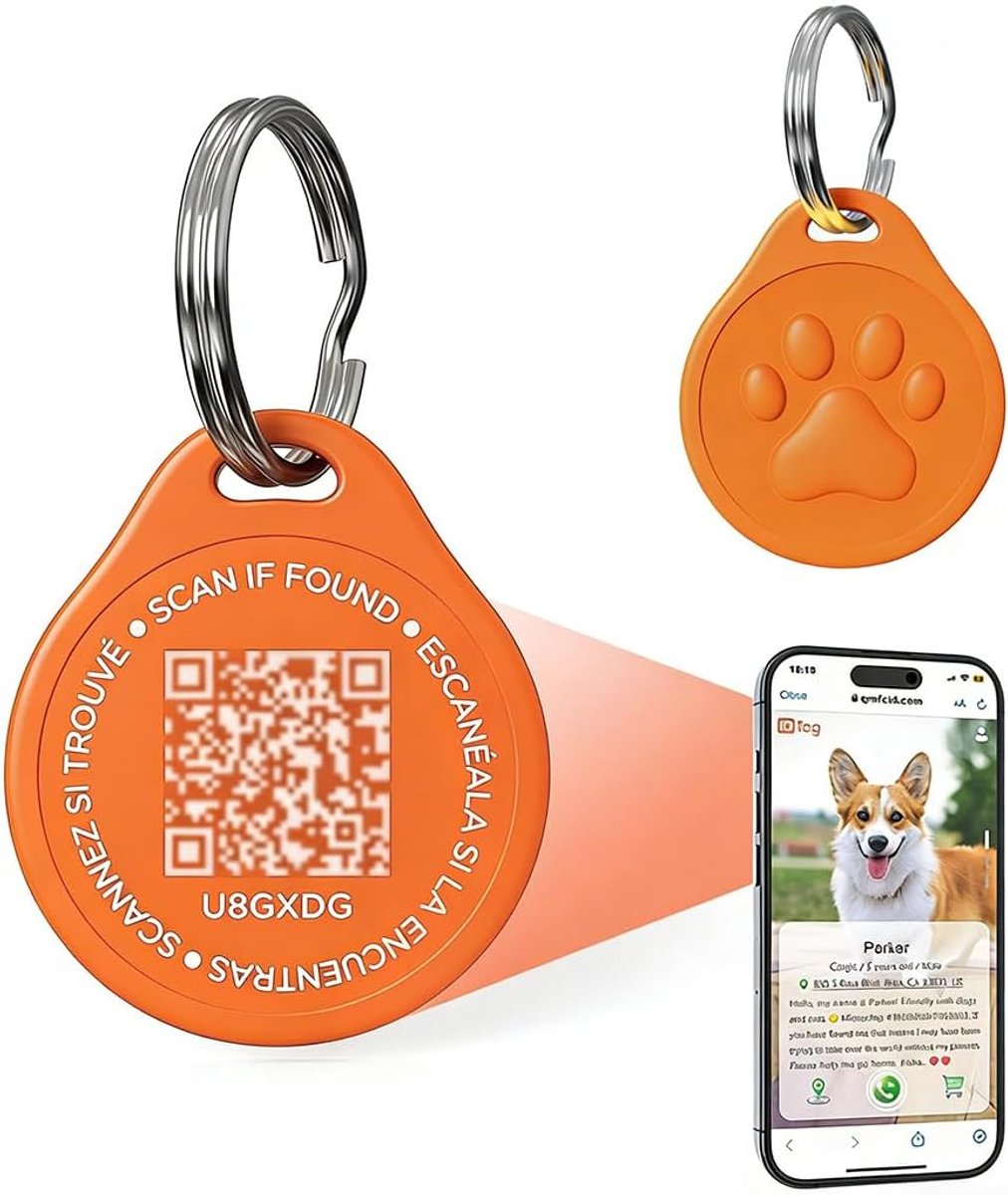 QR Code huisdiertag - oranje - gepersonaliseerde informatie - voorkomt verlies - ShopVlot