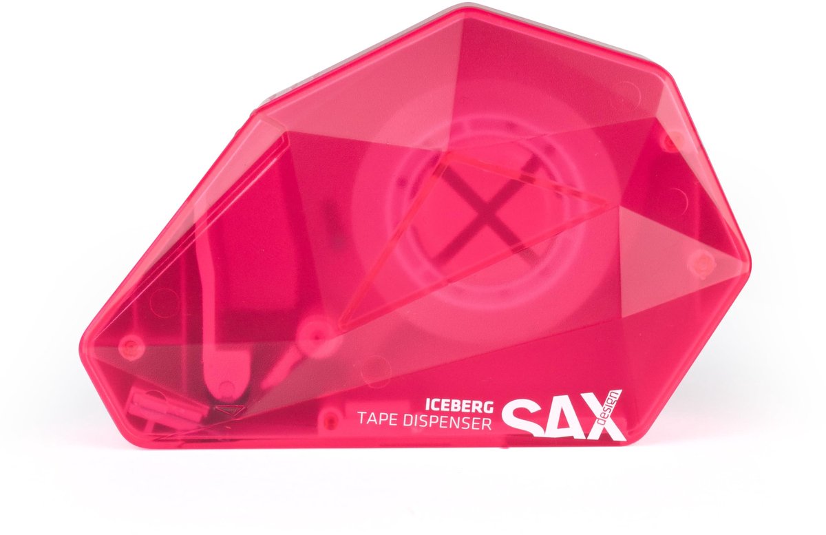 Plakbanddispenser eenhandig - roze - met lengtecontrole - inclusief plakband - ShopVlot