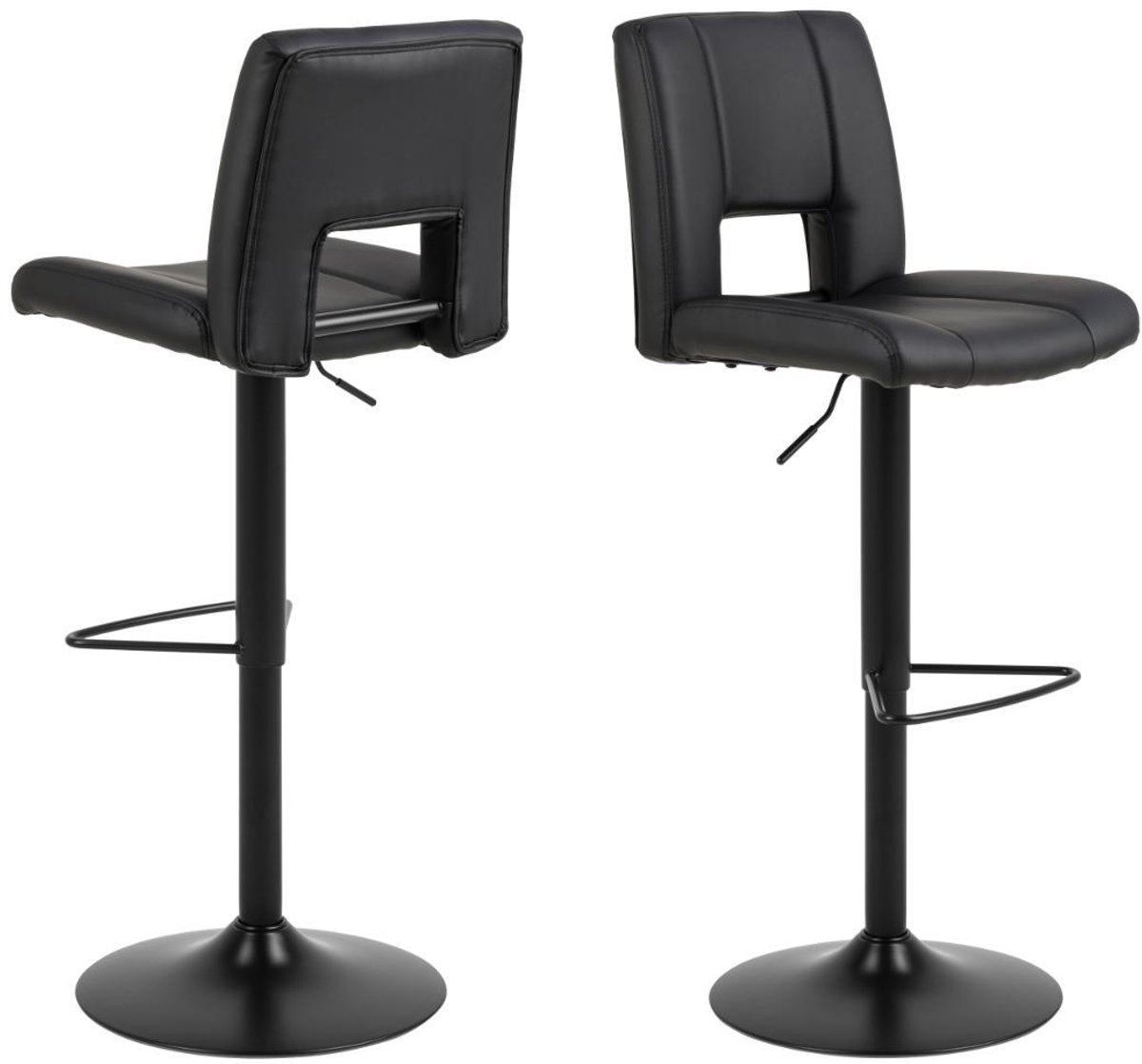 Giga Living Barkruk Millie - Zwart PU - Zithoogte 62-83cm - Set van 2