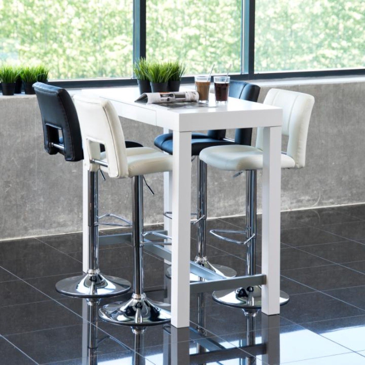 Giga Living Barkruk Wistad - Wit PU Leer - Zithoogte 83cm - Set van 2