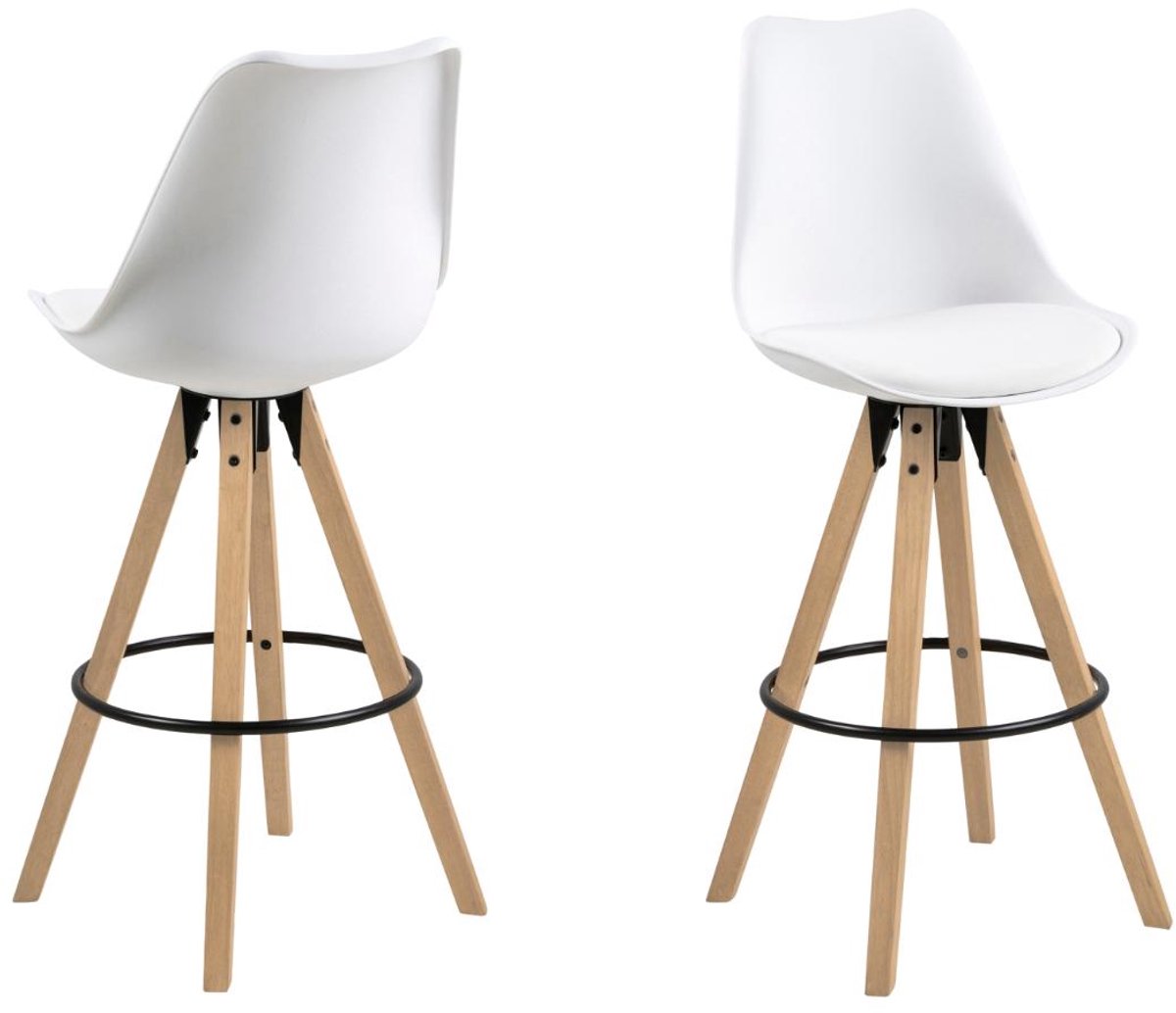 Giga Living Barkruk Ljusvik - Wit PU Leer - Zithoogte 75cm - Set van 2