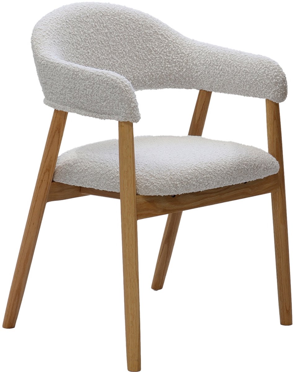 DÉJA Living Eetkamerstoel Noémi - Eikenhout/Polyester - Beige - Set van 2