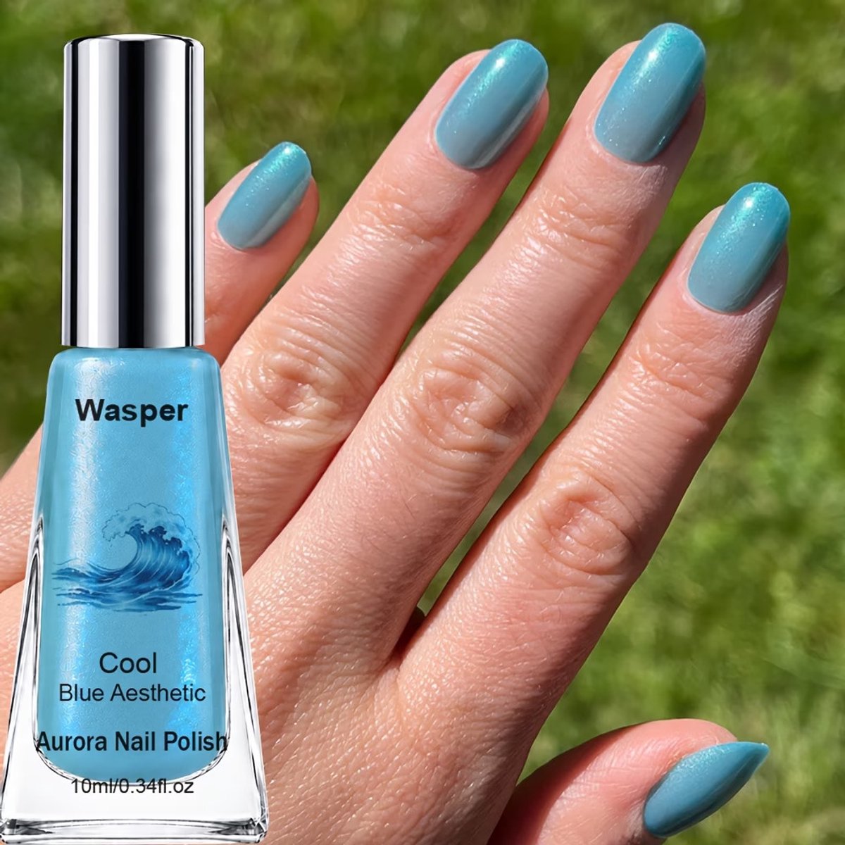 Lacquer Nail Polish Wave Hello – Lichtblauwe Aurora Nagellak 10 ml met Shimmer en Hoogglans
