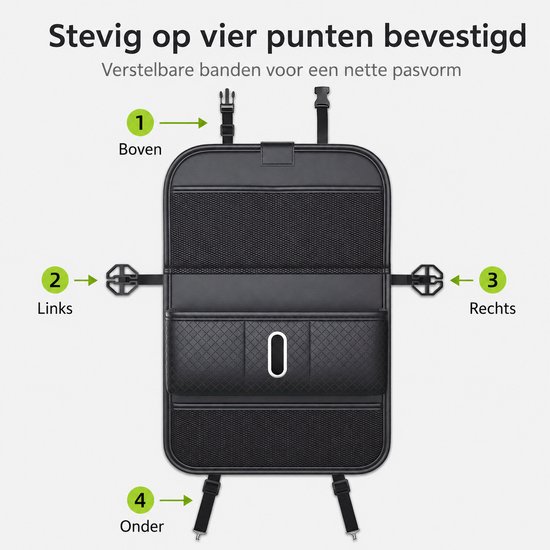 Auto Stoel Organizer met Tafeltje - 42 x 64 cm - Autostoel Organizer voor Tablet, Telefoon, Drank en Reisbenodigdheden - Ruimtebesparend Auto Accessoire - Zwart — afbeelding 2