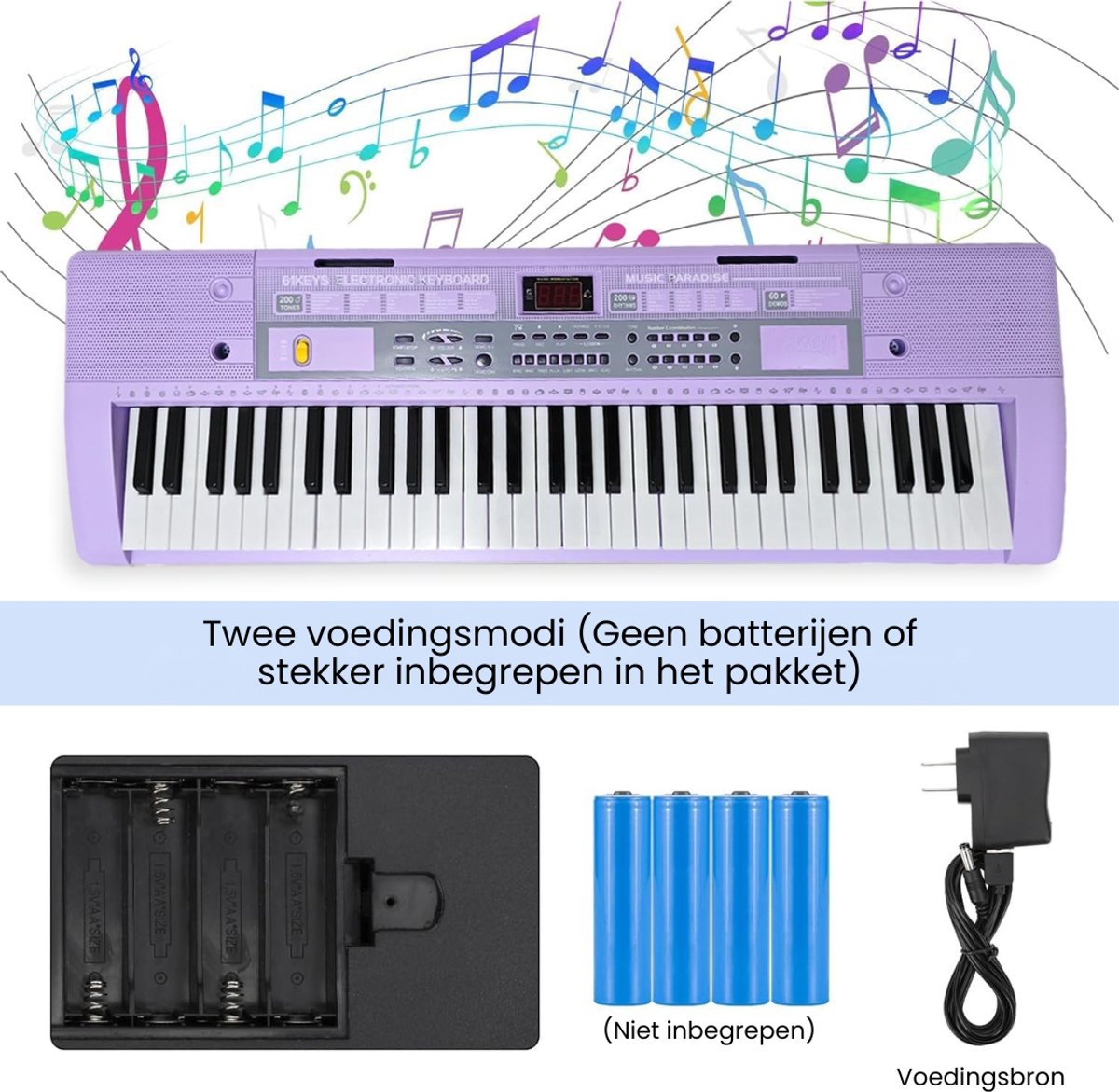Lìon® Elektrische Piano - Piano - Digitale Piano - Piano Keyboard Kinderen - Piano Keyboard - Paars - 21cm x 81cm x 21cm