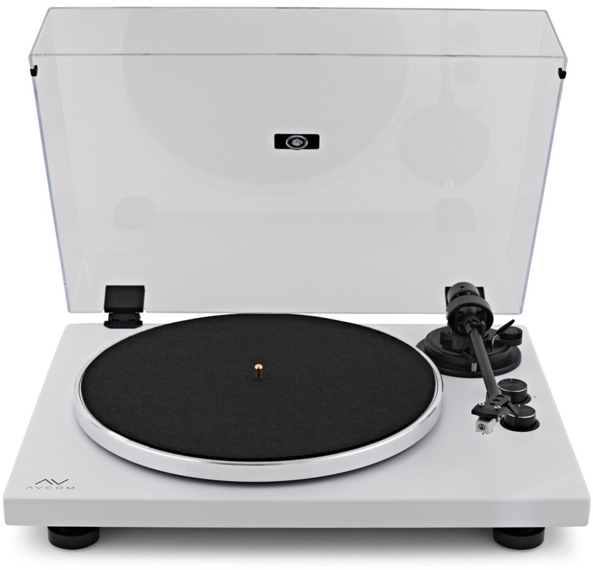 AVCOM Bluetooth Riem -draaitafel met -naald, wit Drive Audio-Technica