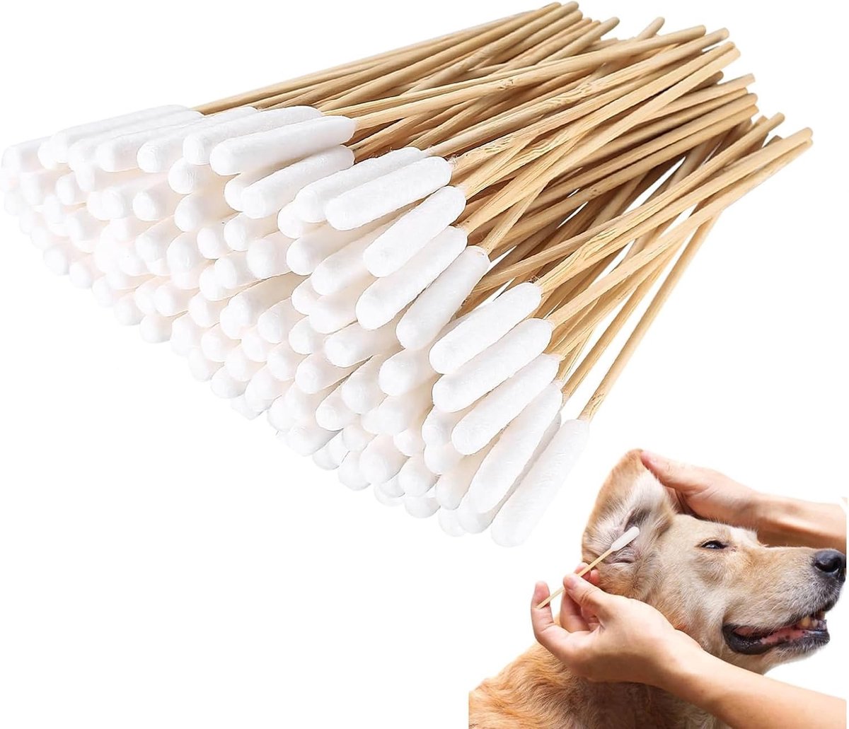 Honden Wattenstaafjes - Wit - 15 cm - Katoen - Voor Oorreiniging van Huisdieren