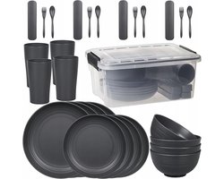 Greentainer Camping Servies Set 29 Delen voor 4 Personen - Onbreekbaar