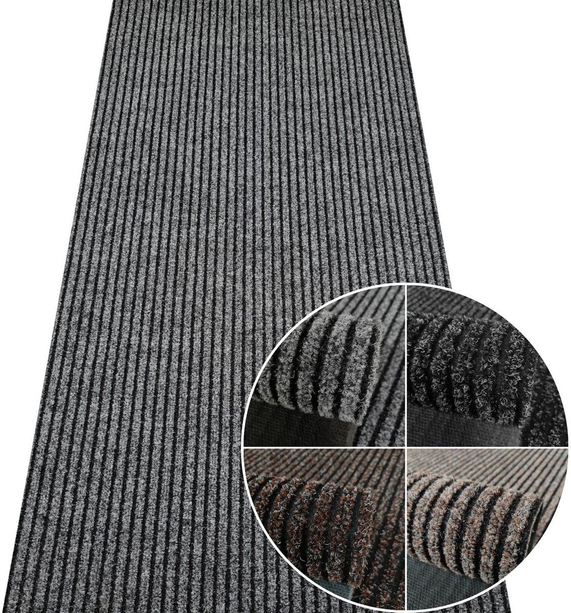 Deurmat op maat, 120 cm breed, antislip, voor binnen