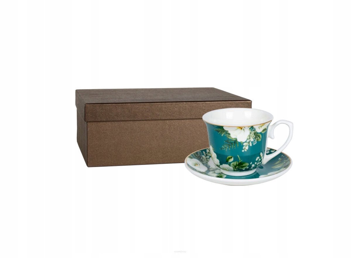 Set van 2 Mokken met Bloemendessin - Elegante Porseleinen Koffiekopjes
