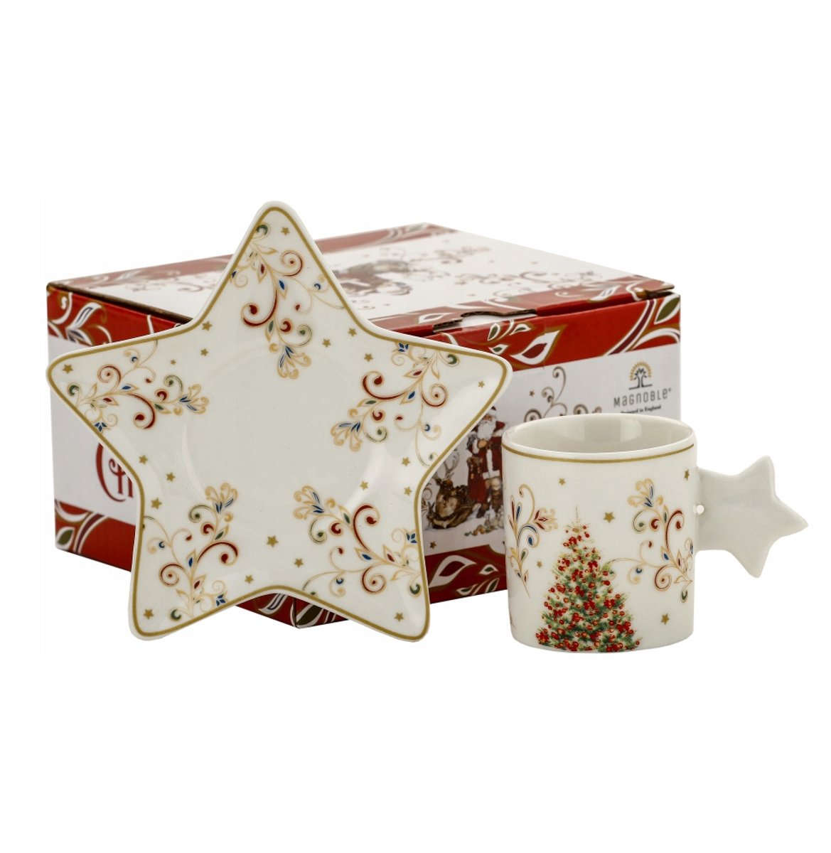 Magnoble Kerst Espresso Kopje met Schotel - 70ml Porselein