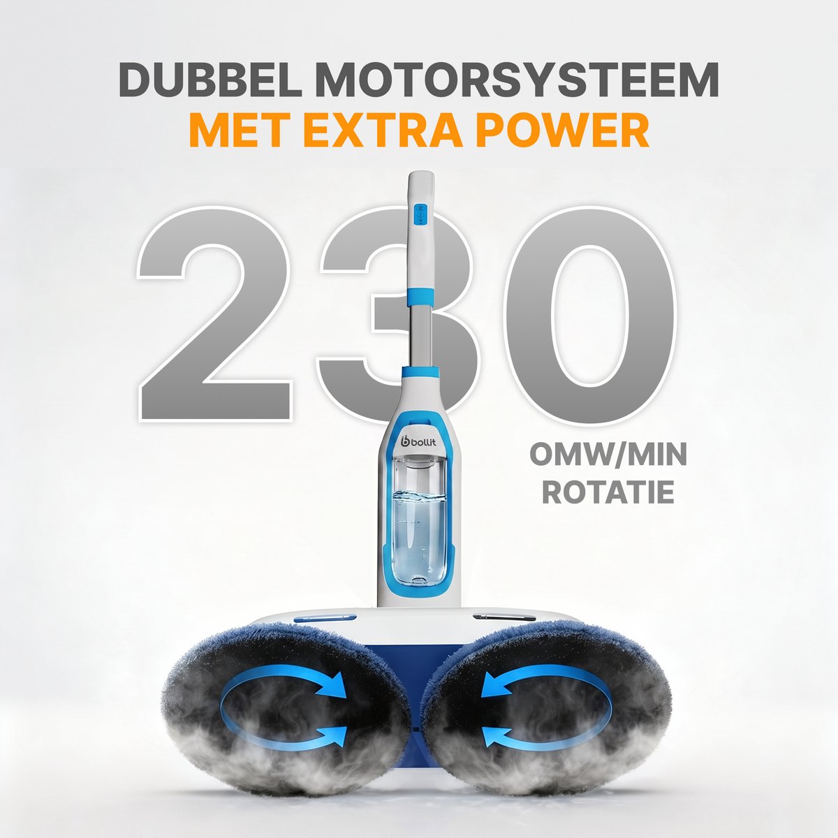 BOLLIT Elektrische Dweil & Stoomdweil 1500W - Dweilapparaat & Vloerreiniger - Stoomreiniger - Dweilsysteem - Elektrische Mop - Houten Vloer, Laminaat & Tegels – foto 6