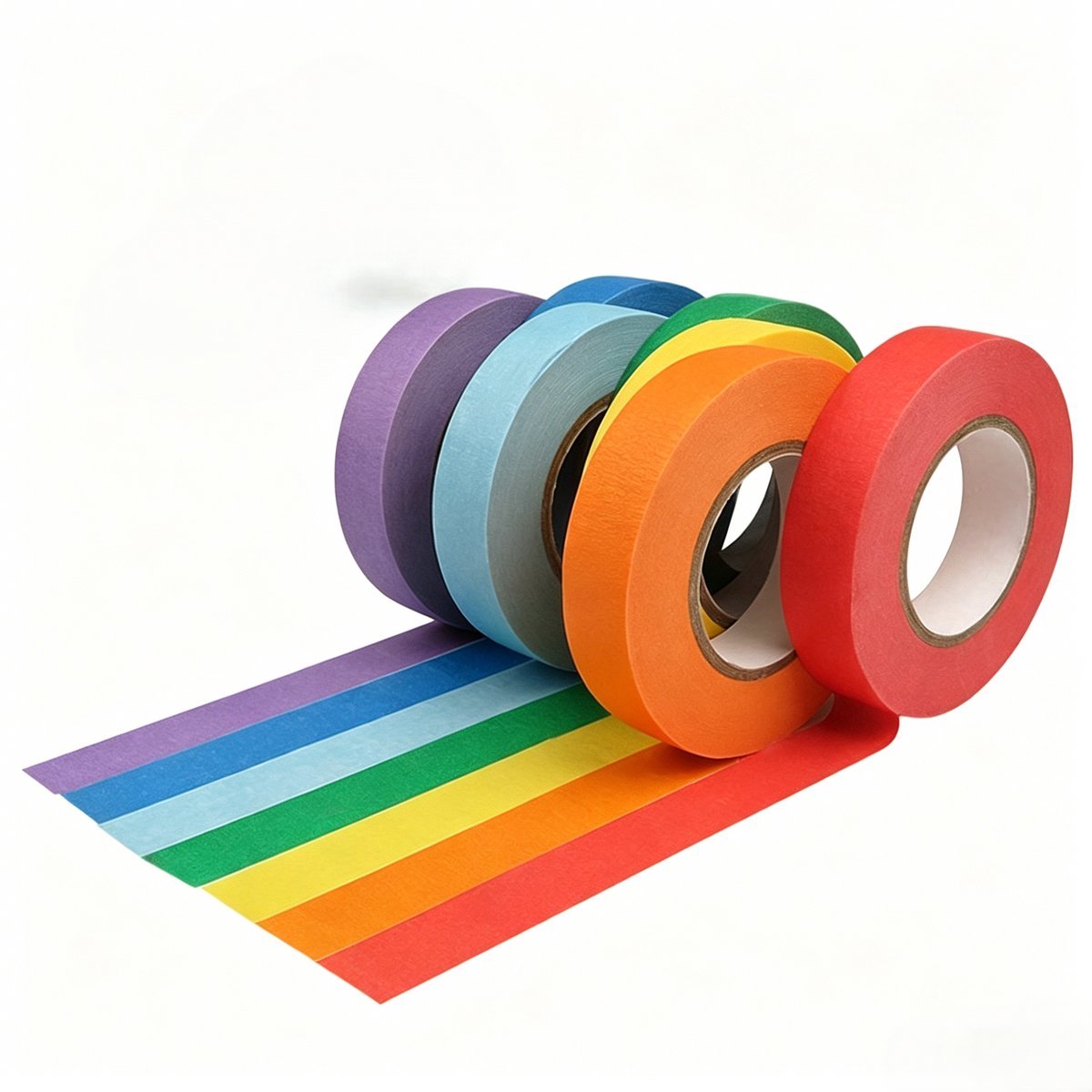 Afplaktape - Gekleurde afplaktape - Knutselpapier - Decoratieve tape - Afplaklijm - Laat geen resten achter - 7 rollen * 13 meter * 25 millimeter