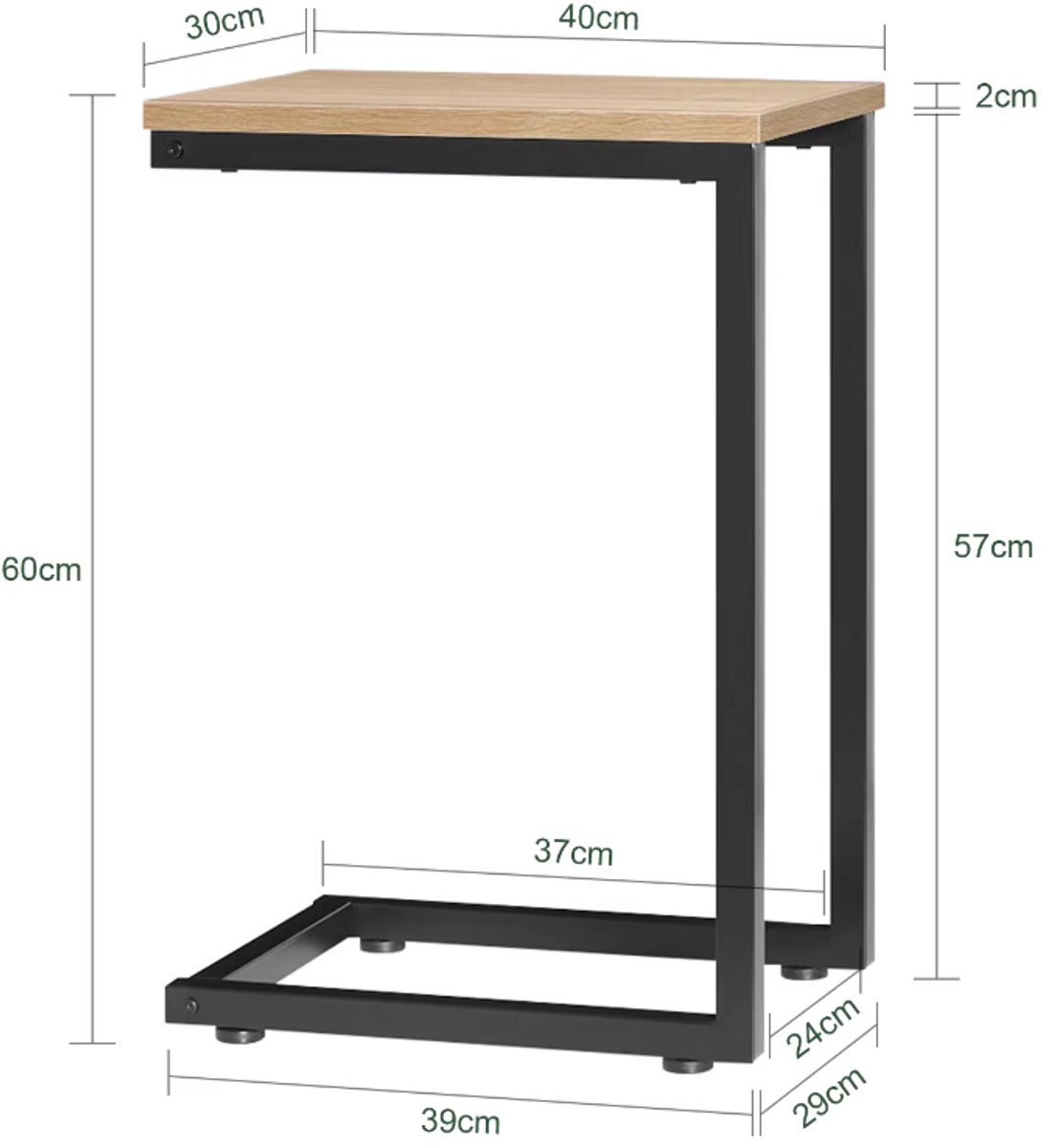 Mura Salontafel - Bijzettafel - Sidetable - Bedtafel - Laptoptafel - Ruimtebesparend Design - Afmeting 40x30x60cm - Bruin