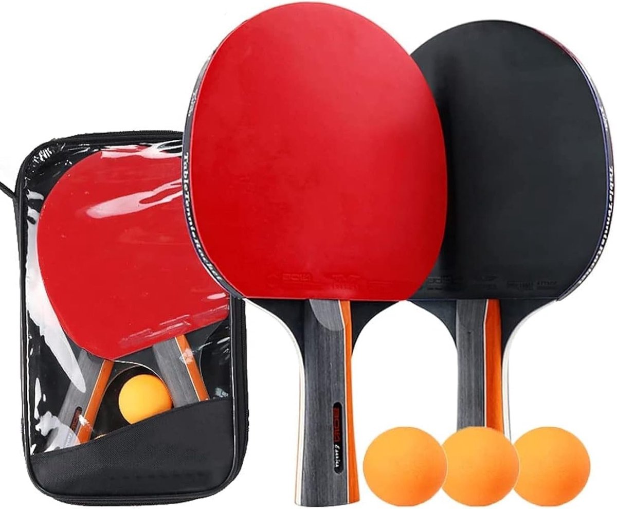 Tafeltennisnetje voor elke tafel - Zwart - Compleet tafeltennisset met 2 batjes, 3 ballen en draagtas - Voor beginners en professionals