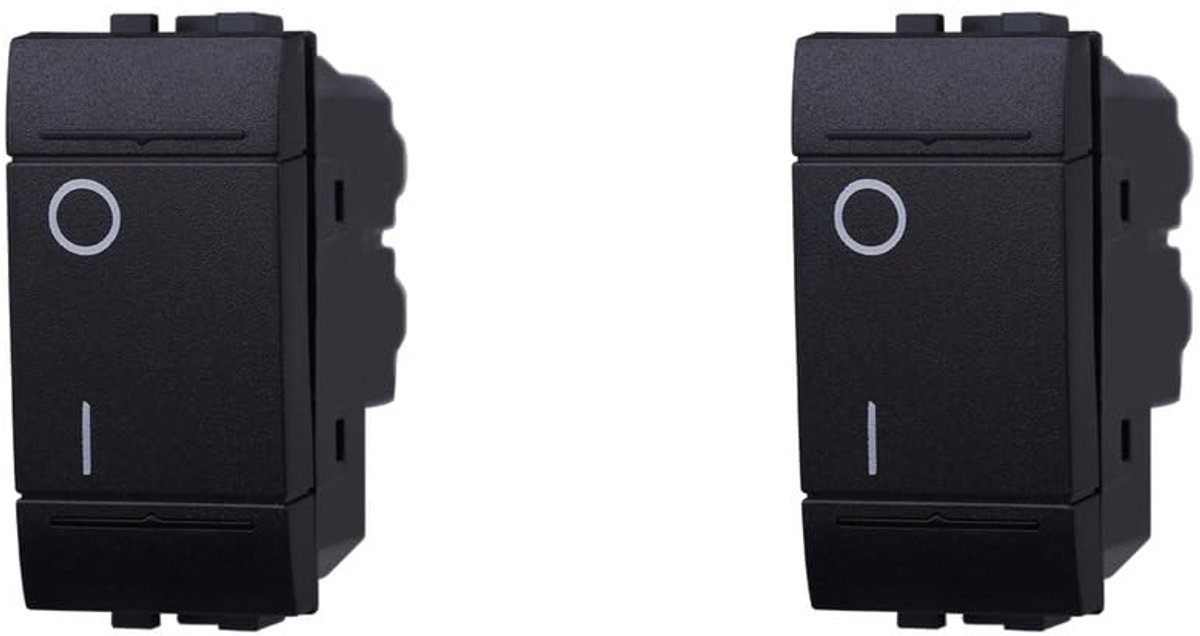 2-polige schakelaar 0-1, 16 A - zwart - compatibel met Bticino Living International/Light - eenvoudig te installeren - ShopVlot