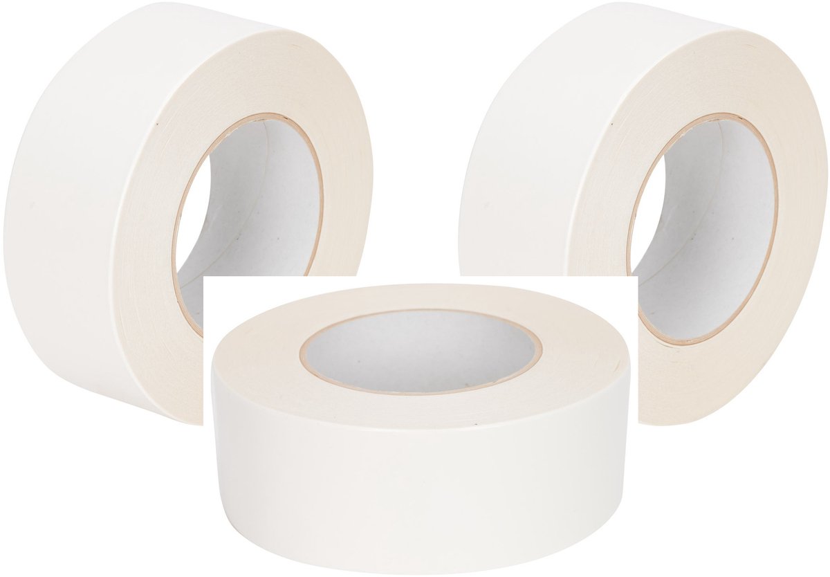 Inpakr Dubbelzijdige Tape - 3 Rollen - Transparant - Witte Papierliner - 50 mm x 50 m