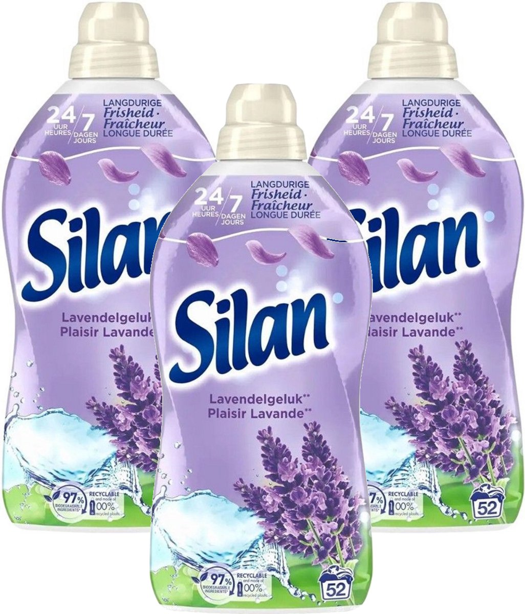 Silan Lavendelgeluk – Multipack - Wasverzachter – 3432ml (3x1144ml)– 156 (3x52) Wasbeurten